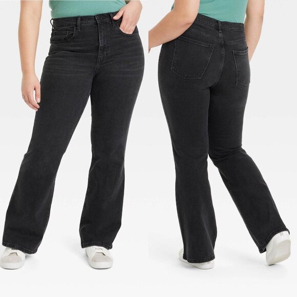 Size 4 SHORT - Womens High-Rise Flare Jeans - Universal Thread - Black Wash - Picture 2 of 10